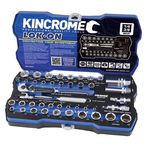 Kincrome 44 Piece 1/4" & 3/8" Drive Socket Set - Metric & Imperial K27031