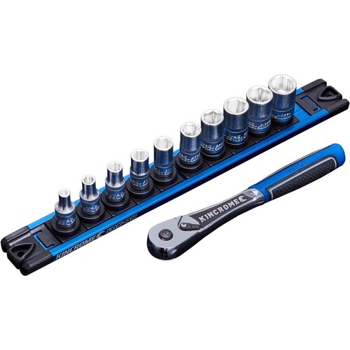 Kincrome 11 Piece 1/4" Drive Lok-On Set With Rail - Metric K27040