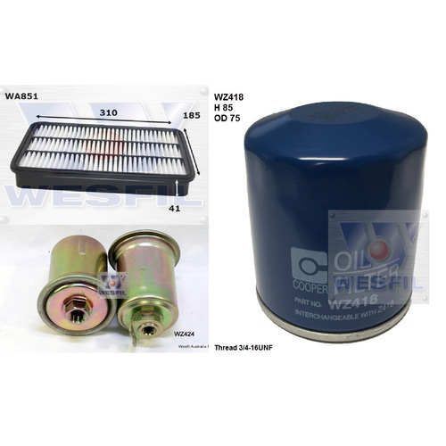 Wesfil Cooper Service Filter Pack For Toyota Camry V6 Mcv20 Vdv10 KIT8-6