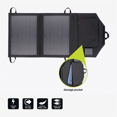 Hardkorr 15W Dual Usb Solar Phone/Device Charger - HKPSOLP15