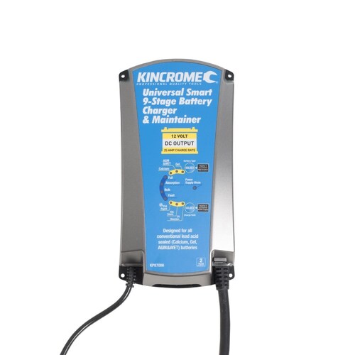 Kincrome Universal Smart 9-Stage Battery Charger & Maintainer - 12V/25A KP87006