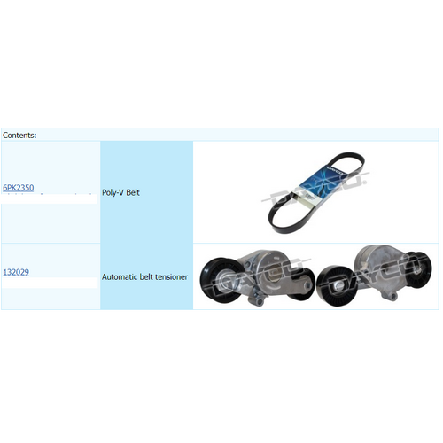 Dayco Drive Belt Tensioner 132029 & Belt 6pk2350 Kit KPT200