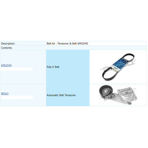 Dayco Drive Belt Tensioner & Belt Kit KPT212