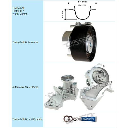Dayco Timing Belt Kit Including Water Pump KTB461EP