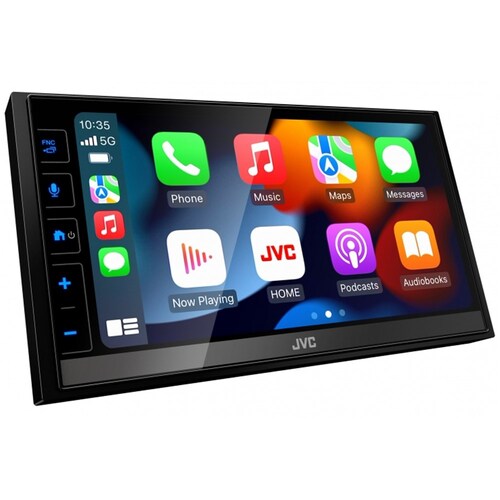 JVC KW-M785BW 6.8 Inch LCD Mechless Digital Media Receiver Head Unit with Wireless Android Auto and Apple CarPlay