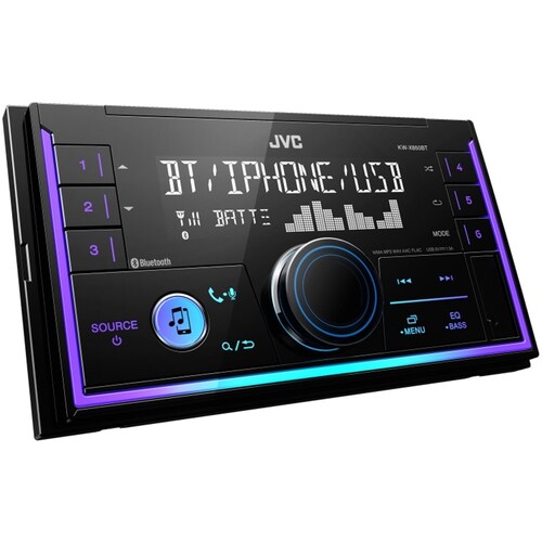 JVC KW-X850BT 4 x 50W Mechless Double Din Receiver Head Unit with USB Bluetooth and iPhone Support