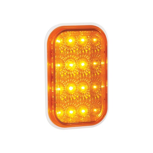 LED Auto Lamps Rectangle Rear Indicator Lamp with Amber Lens and Chrome Inner Reflector - 131AM
