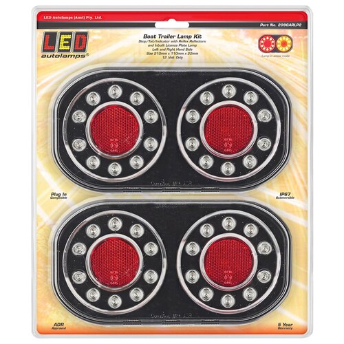 LED Auto Lamps Boat Trailer Lamp & 8 Metre Cable Kit - Stop/Tail/Indicator/Reflector/Licence (209GARLP2/8M)