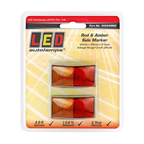 LED Auto Lamps Amber Red Side Marker Light - 5025ARM2