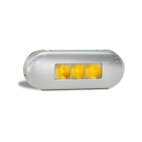 LED Auto Lamps Amber Side Marker Lamp with Clear Lens and Coloured LEDs, Brushed Steel Bezel - 86AM