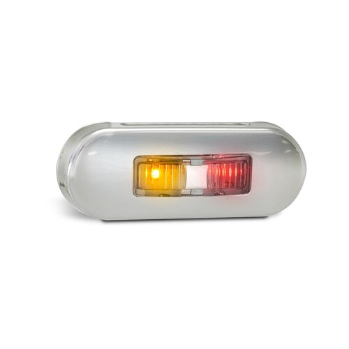 LED Auto Lamps Amber Red Side Marker Lamp with Clear Lens and Coloured LEDs, Brushed Steel Bezel - 86ARM