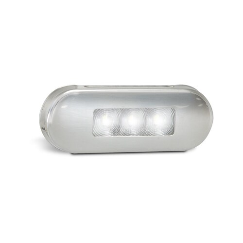 LED Auto Lamps Front End Outline Marker Lamp with Clear Lens, Coloured LEDs & Brushed Steel Bezel - 86WM