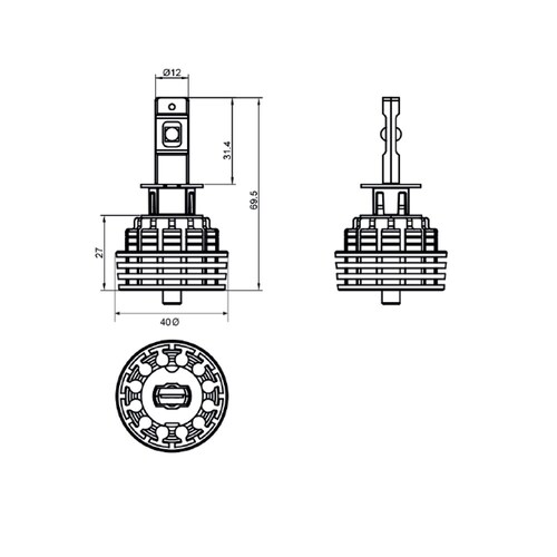 LED Auto Lamps H3 5000Lm Headlight Kit Single Beam