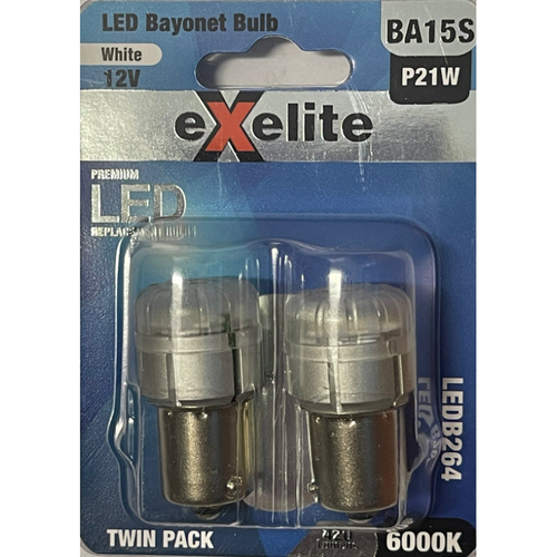 Exelite Led Globe 6000K (2Pc) Bayonet Ba15S Single Contact LEDB264
