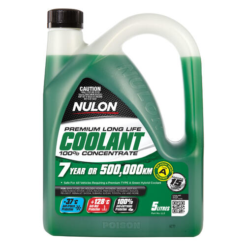 Nulon Premium Long Life Green Coolant 100% Concentrate 5L LL5