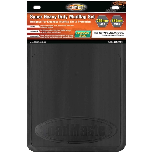 Loadmaster Mudflap Set Medium/Narrow 4WD Trailer Vans Light Truck 355mmD x 230mmW LM31401