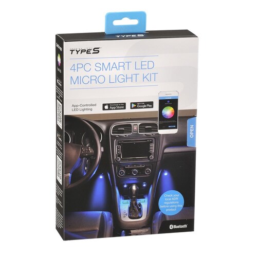 Type S GLM55391 4-Piece App Controlled Plug And Glow Multi-Colour Interior Smart LED Micro Light Kit