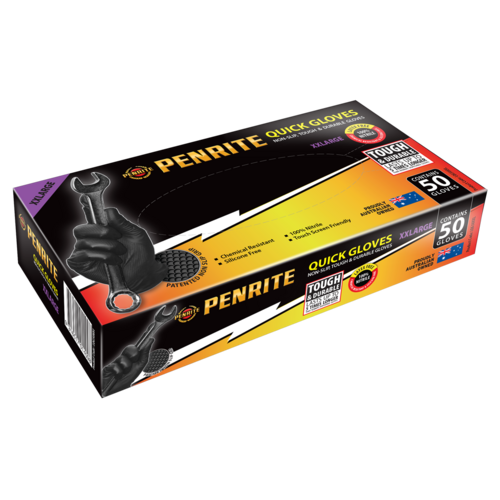 PENRITE  Quick Nitrile Gloves 50pack Black Extra Extra Large  LQG50XXL  