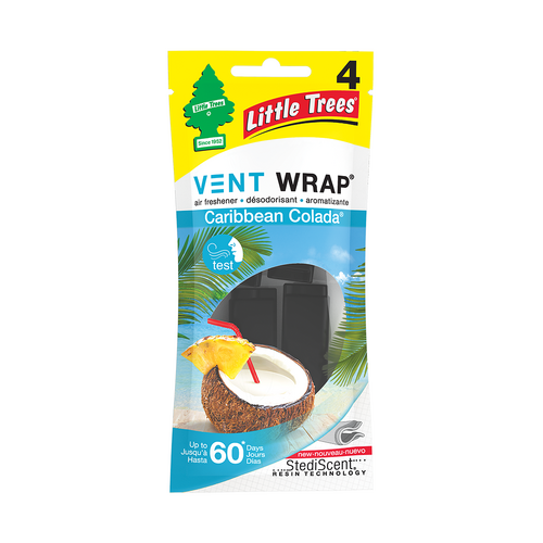Little Trees Caribbean Colada Air Freshener Vent Wrap 4 Pack 52725