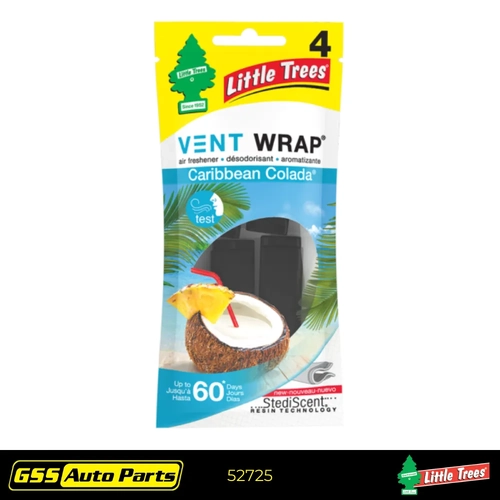 Little Trees Air Freshener Vent Wrap 4 Pk Caribbean Colada 52725