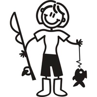Genuine My Family Sticker - Mother in Fishing Gear