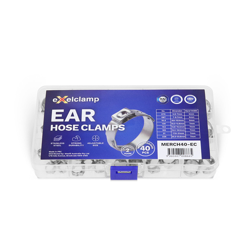 Exelclamp Ear Hose Clamp Assortment 40 Piece MERCH40-EC