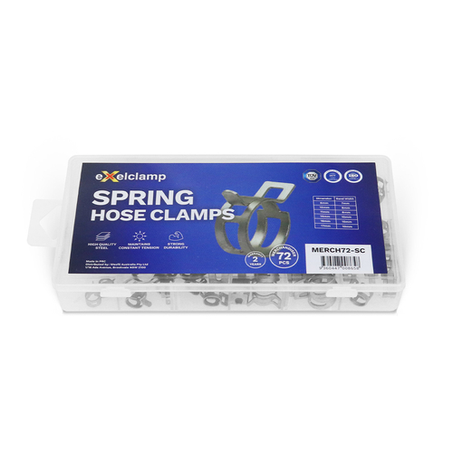Exelclamp Spring Hose Clamp Assortment MERCH72-SC 72 Piece
