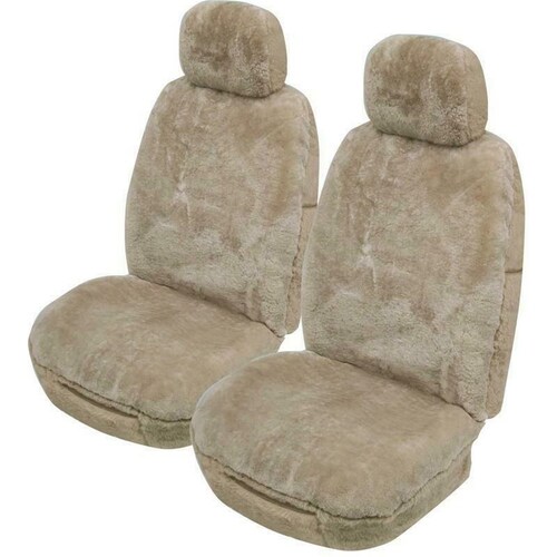 My Car 25Mm Thick Sheepskin Alpine Front Seat Covers Universal Size 30 - Mocha SALPA3002