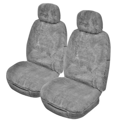 My Car 25Mm Thick Sheepskin Front Alpine Seat Covers Universal Size 30 - Grey SALPA3007