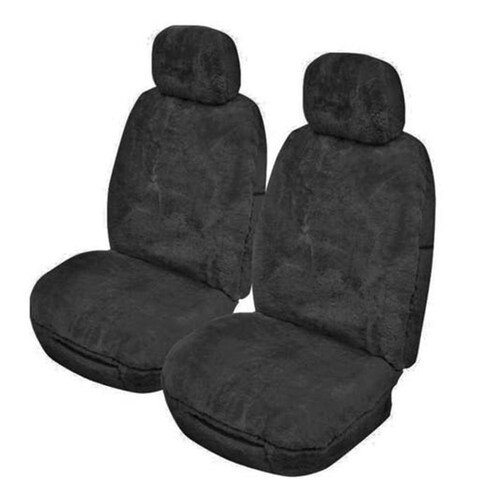 My Car 25Mm Thick Sheepskin Front Seat Covers Universal Size 30 - Charcoal Alpine SALPA3008