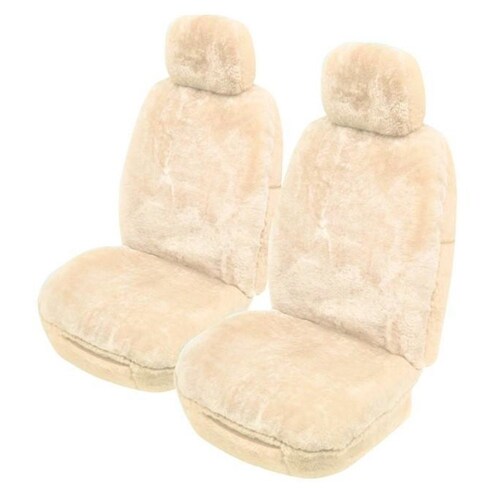 My Car 25Mm Thick Sheepskin Alpine Front Seat Covers Universal Size 30 - Ivory SALPA3010