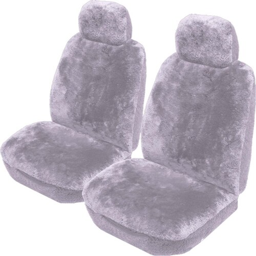 My Car Downunder 16Mm Thick Sheepskin Front Seat Covers Universal Size 30 - Light Grey - SDOWA3007