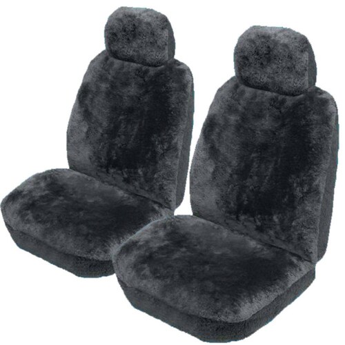 My Car Downunder 16Mm Thick Sheepskin Front Seat Covers Universal Size 30 - Charcoal - SDOWA3008