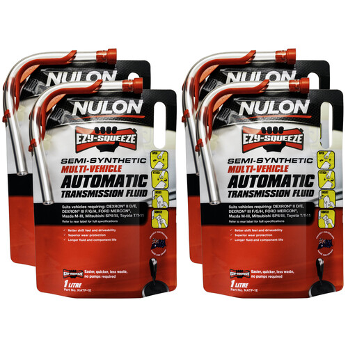 Nulon Ezy-squeeze Multi-vehicle Semi Synthetic Automatic Transmission Fluid Pack Of 4 X 1 Litre NATF-1E-4PK