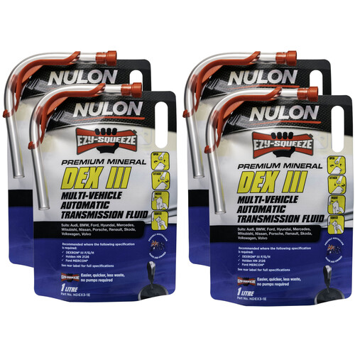 Nulon Ezy-squeeze Automatic Transmission Fluid Dexron-3 Pack Of 4 X 1 Litre Dexron 3 NDEX3-1E-4PK