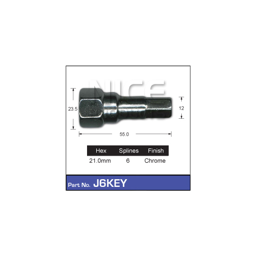 Nice  Wheel Nut Key 21.00mm Hex 6 Splines    J6KEY J6KEY