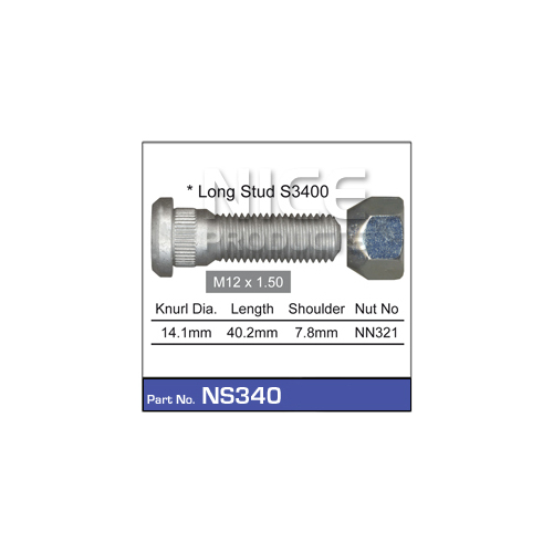 Nice  Wheel Stud & Nut (1) 12 X 15mm    NS340 NS340