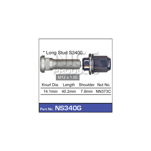 Nice  Wheel Stud & Nut (1) 12 X 15mm    NS340G NS340G