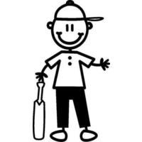 Genuine My Family Sticker - Older Boy Playing Cricket
