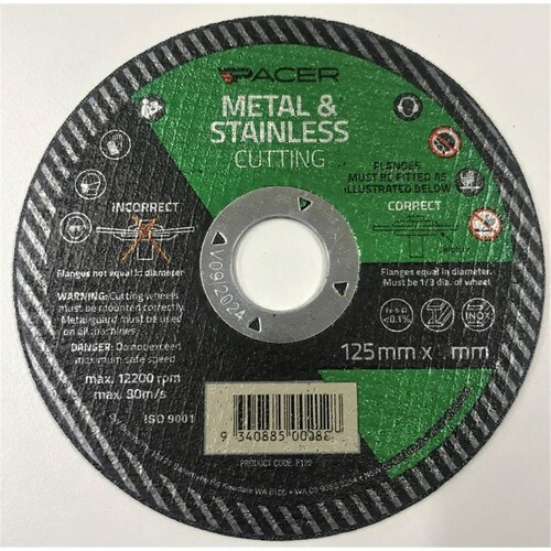 Pacer Cutting Discs - 125Mm X 1.6Mm X 22Mm P1251622