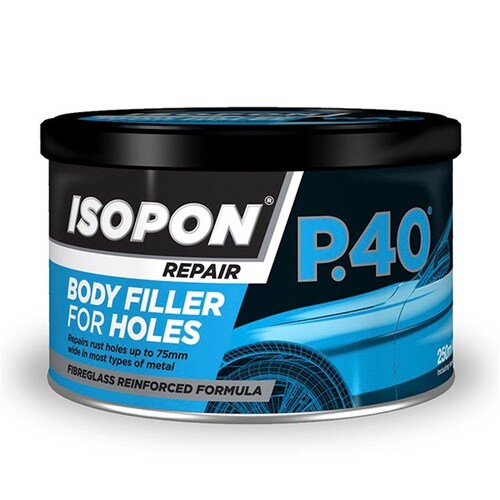 Isopon Fibreglass Reinforced Body Filler Paste For Holes Kit - 250mL P40/S