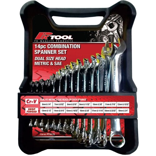 PK Tool Metric & Sae Combination Spanner Set - 14 Piece PT10172