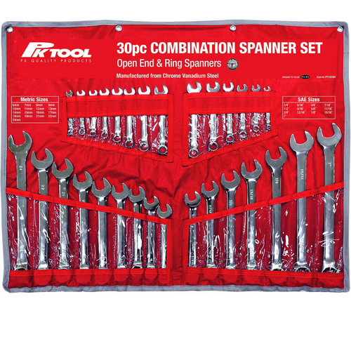 PK Tool 30 Piece Combination Metric And SAE Spanner Set PT10184