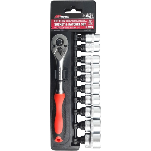 PKTool 11 Piece 3/8'' Dr Metric Hetok Socket & Ratchet Set PT10307