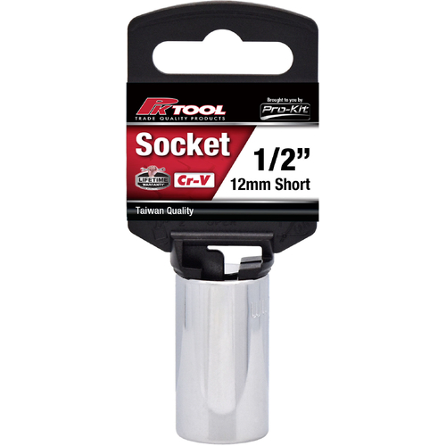 PKTool 1/2 Inch Dr 12mm Short Socket PT10612
