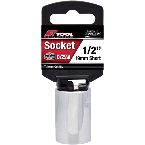 PKTool 1/2 Inch Dr 19mm Short Socket PT10619