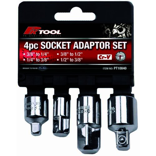 PK Tool  Adaptor Set- 4pc Socket 3/8” To 1/4”, 1/4” To 3/8”, 3/8” To 1/2” & 1/2” To 3/8” Dr    PT10840  