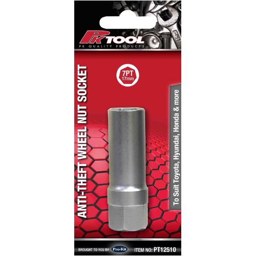 PK Tool Anti-theft Wheel Nut Socket 7pt 17mm PT12510 