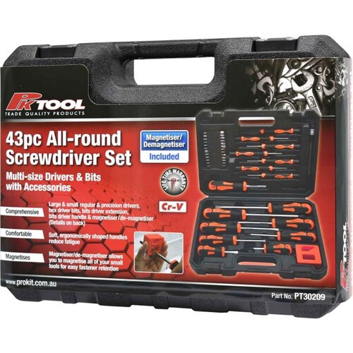 PK Tool 43-Piece Screwdriver Set With Precision Screwdrivers And Hex Bits PT30209