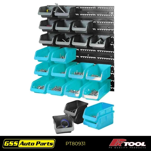 PK Tool Storage Rack Set 25pc Wall Mounted With Mounting Board PT80931